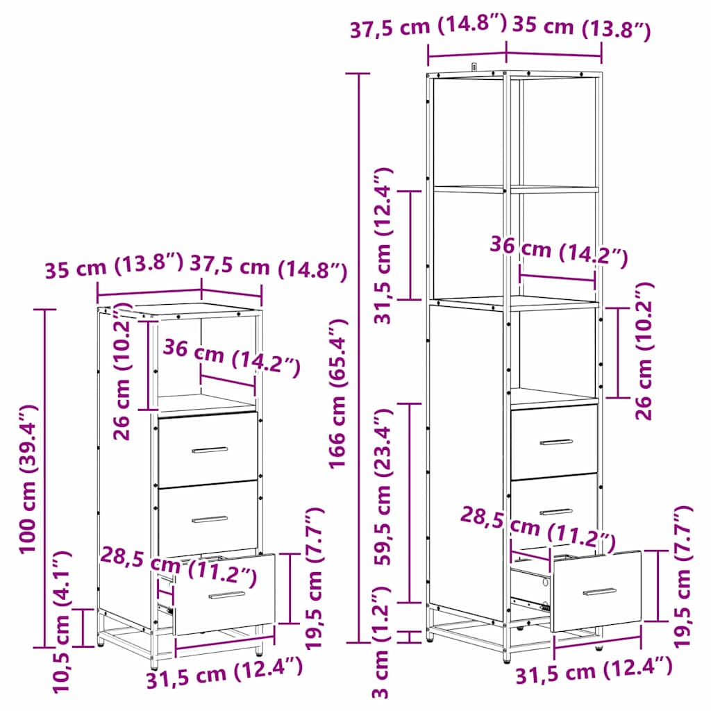 Set namještaja za kupaonicu 4 pcs Staro drvo Konstruirano drvo