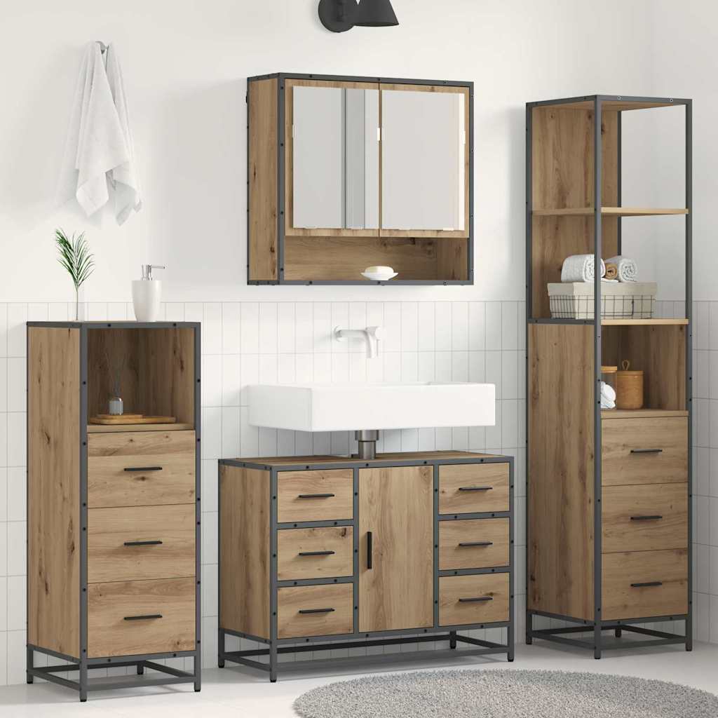 Set namještaja za kupaonicu s ladicama 4 pcs Umjetnički hrast