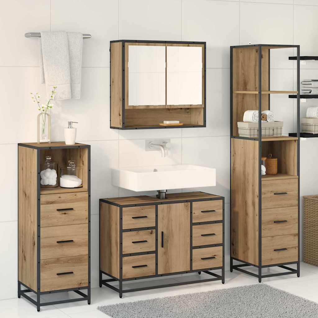 Set namještaja za kupaonicu s ladicama 4 pcs Umjetnički hrast