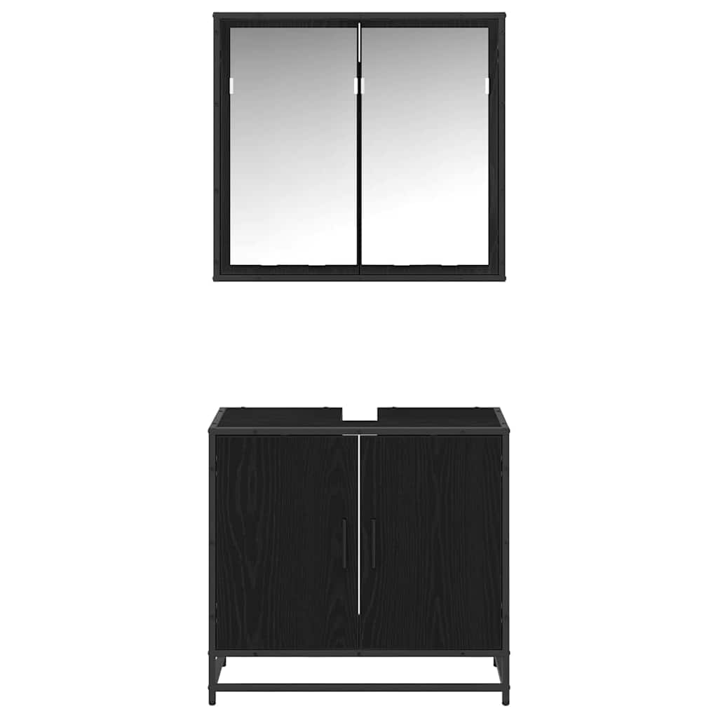 Set namještaja za kupaonicu 2 pcs Crni hrast Konstruirano drvo