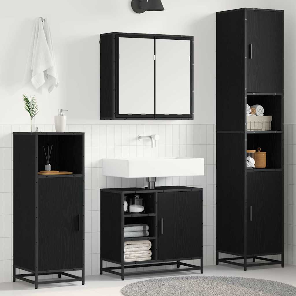 Set namještaja za kupaonicu 4 kom. Crni hrast 65 x 33 x 60 cm