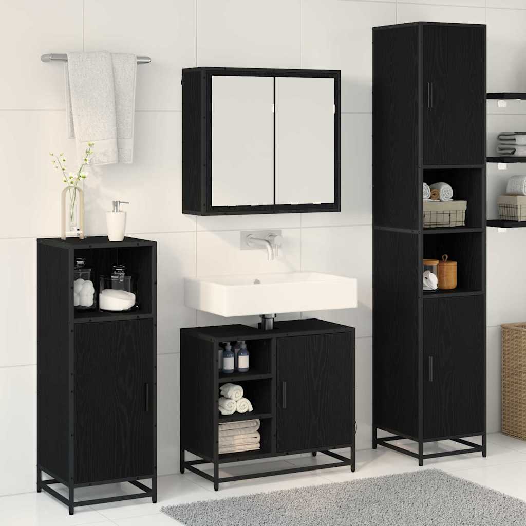 Set namještaja za kupaonicu 4 kom. Crni hrast 65 x 33 x 60 cm