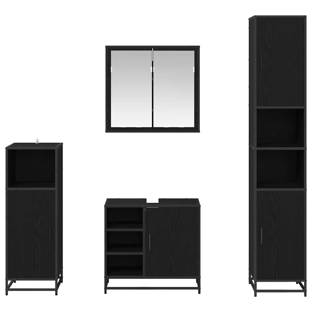 Set namještaja za kupaonicu 4 kom. Crni hrast 65 x 33 x 60 cm