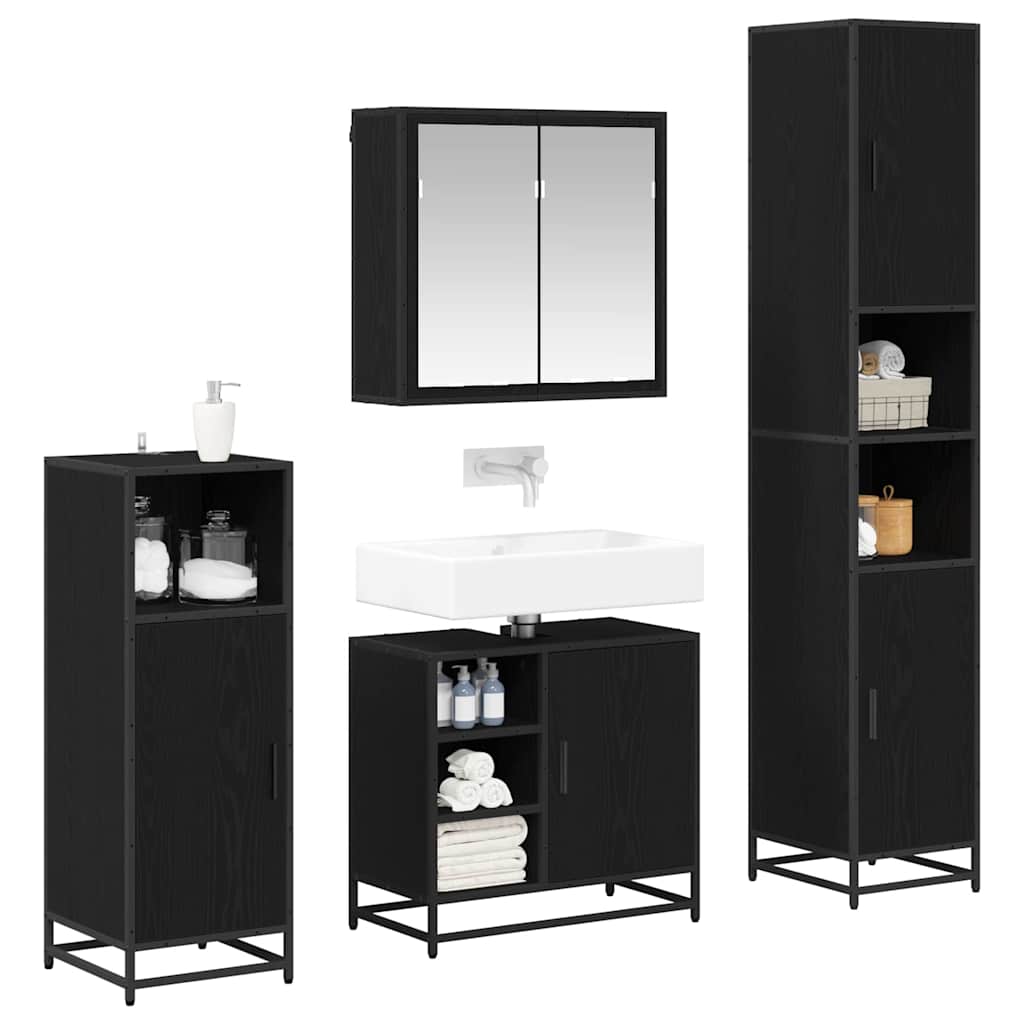 Set namještaja za kupaonicu 4 kom. Crni hrast 65 x 33 x 60 cm