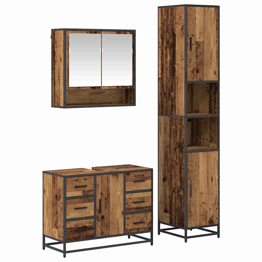 Set namještaja za kupaonicu 3 kom. Staro drvo 90 x 33 x 60 cm