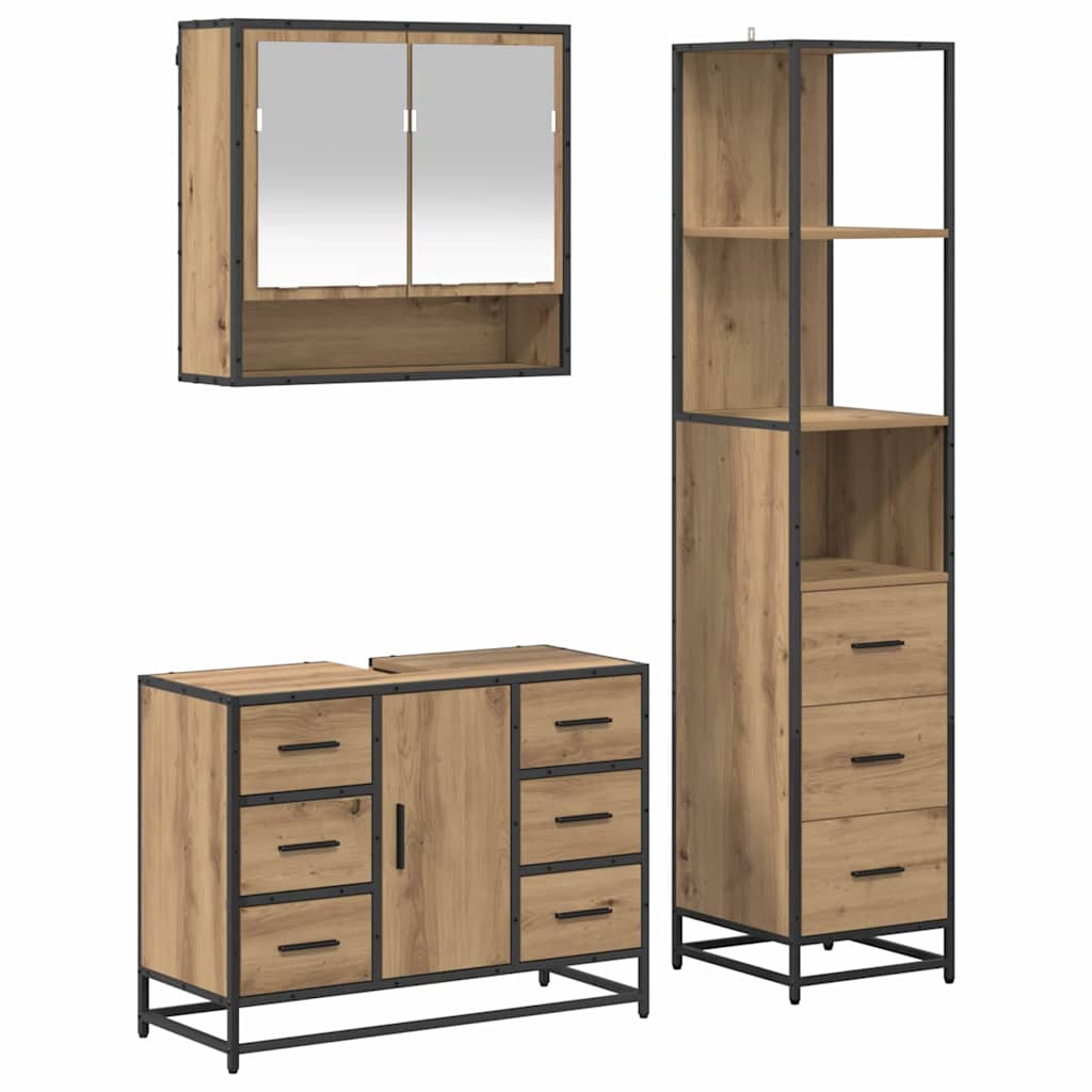 Set namještaja za kupaonicu s ladicama 3 pcs Umjetnički hrast