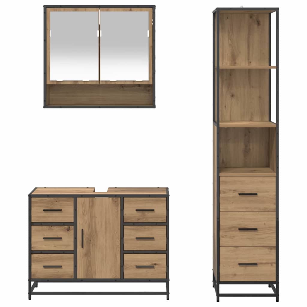 Set namještaja za kupaonicu s ladicama 3 pcs Umjetnički hrast