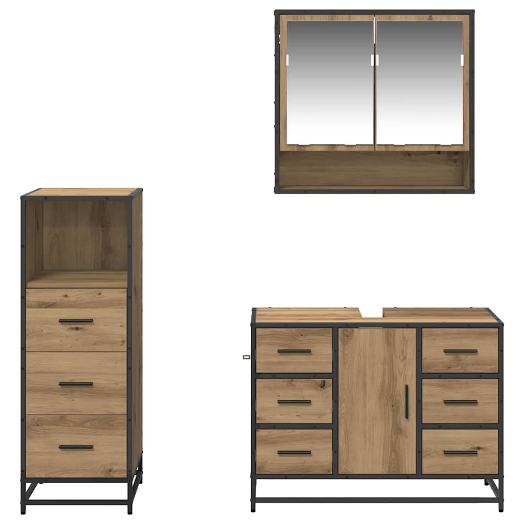 Set namještaja za kupaonicu s ladicama 3 pcs Umjetnički hrast
