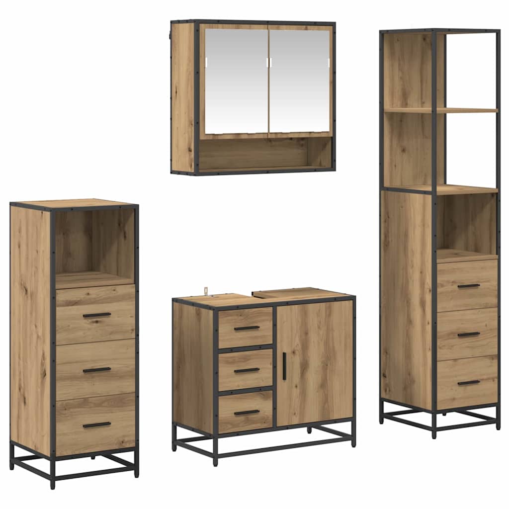 Set namještaja za kupaonicu s ladicama 4 pcs Umjetnički hrast