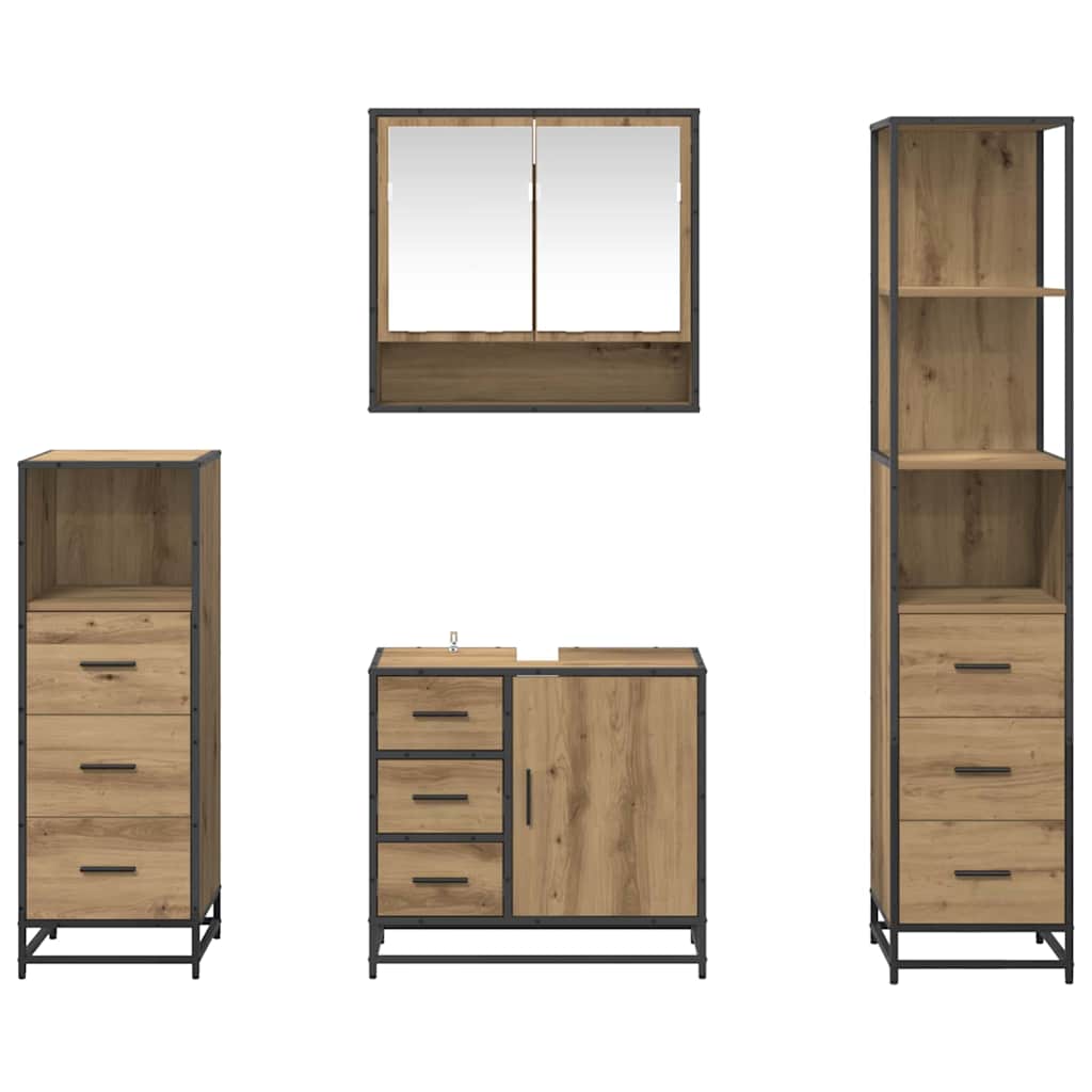 Set namještaja za kupaonicu s ladicama 4 pcs Umjetnički hrast