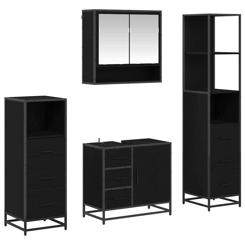 Set namještaja za kupaonicu 4 kom. Crni hrast 65 x 33 x 60 cm