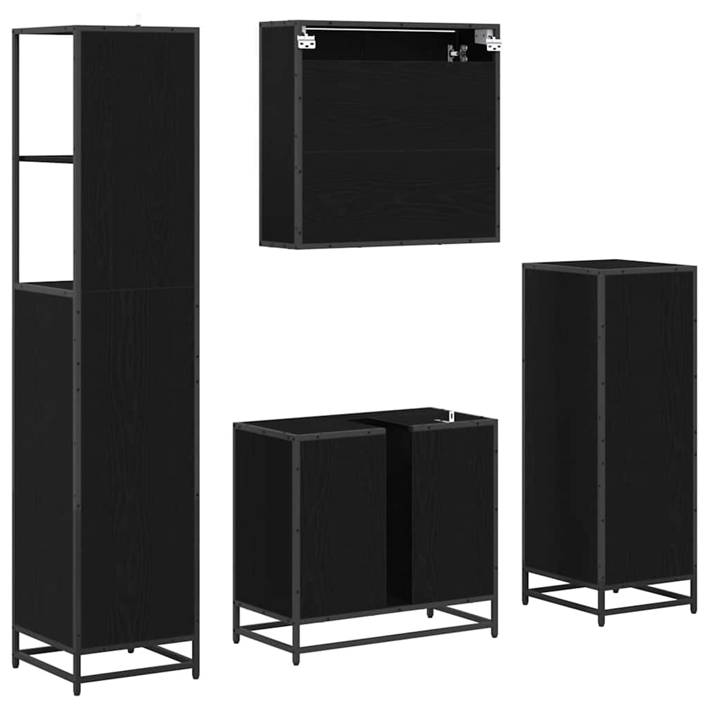 Set namještaja za kupaonicu 4 kom. Crni hrast 65 x 33 x 60 cm