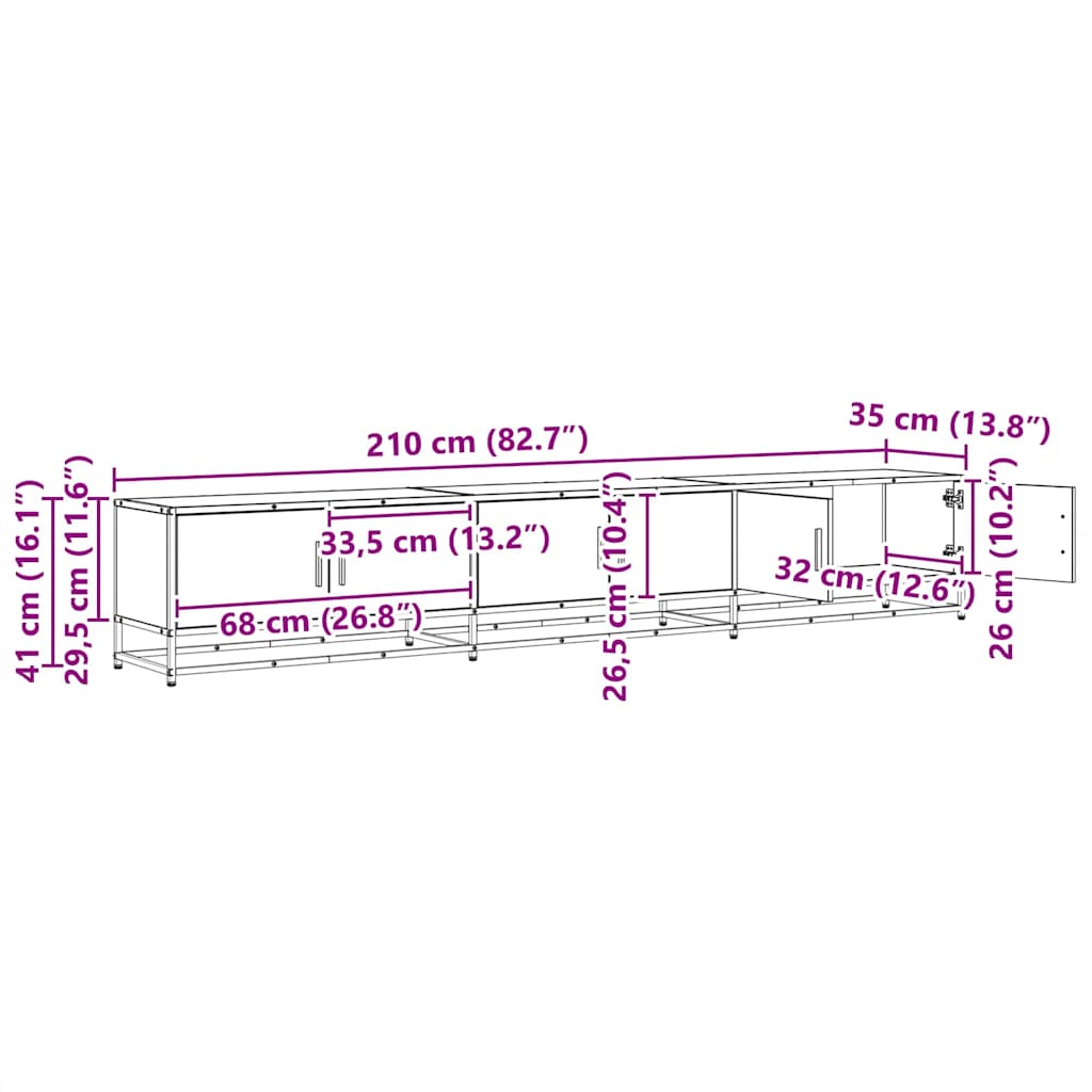 TV Jedinice 2 pcs Umjetnički hrast 210 x 35 x 41 cm