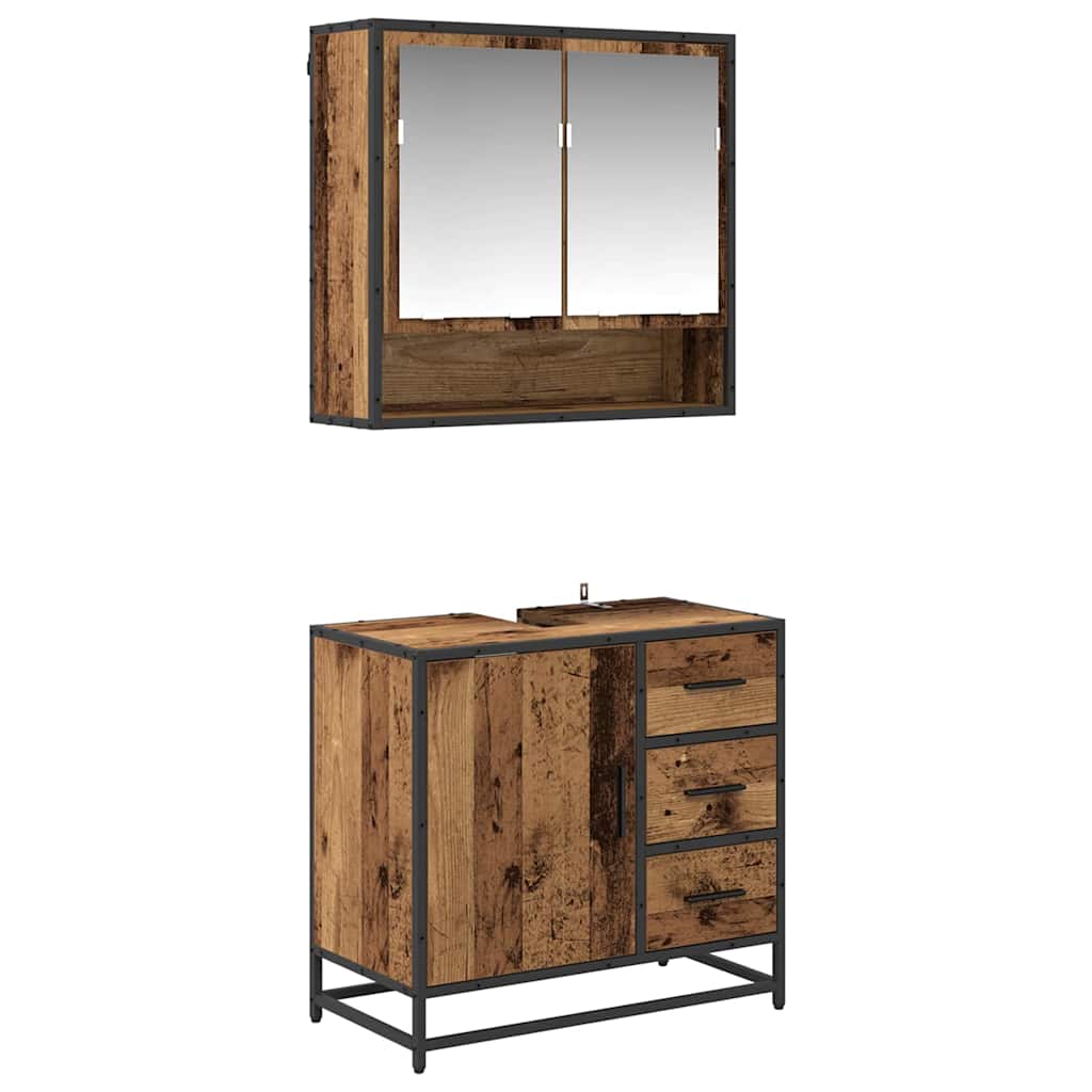 Set namještaja za kupaonicu 2 kom. Staro drvo 65 x 33 x 60 cm
