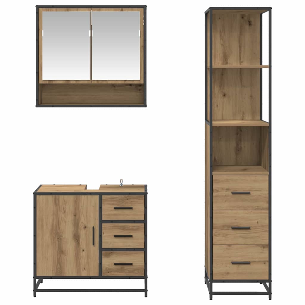 Set namještaja za kupaonicu s ladicama 3 pcs Umjetnički hrast