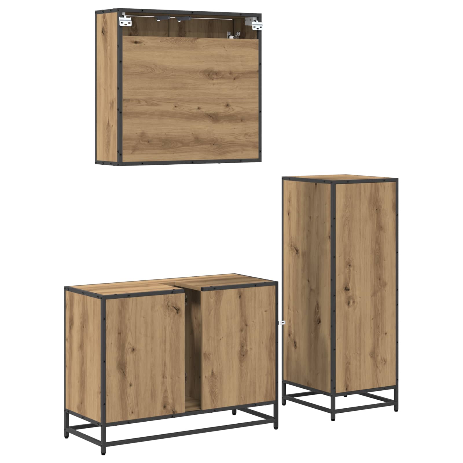 Set namještaja za kupaonicu s ladicama 3 pcs Umjetnički hrast