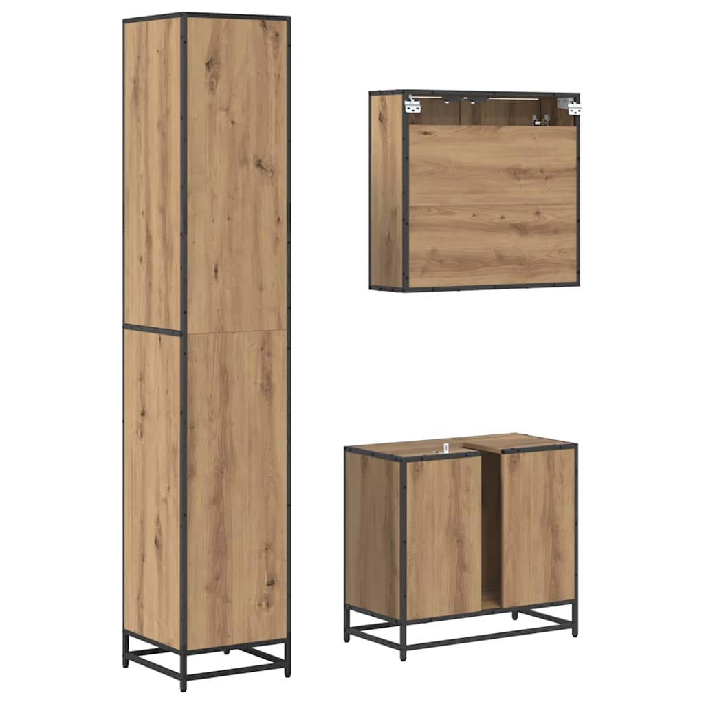 Set namještaja za kupaonicu s ladicama 3 pcs Umjetnički hrast