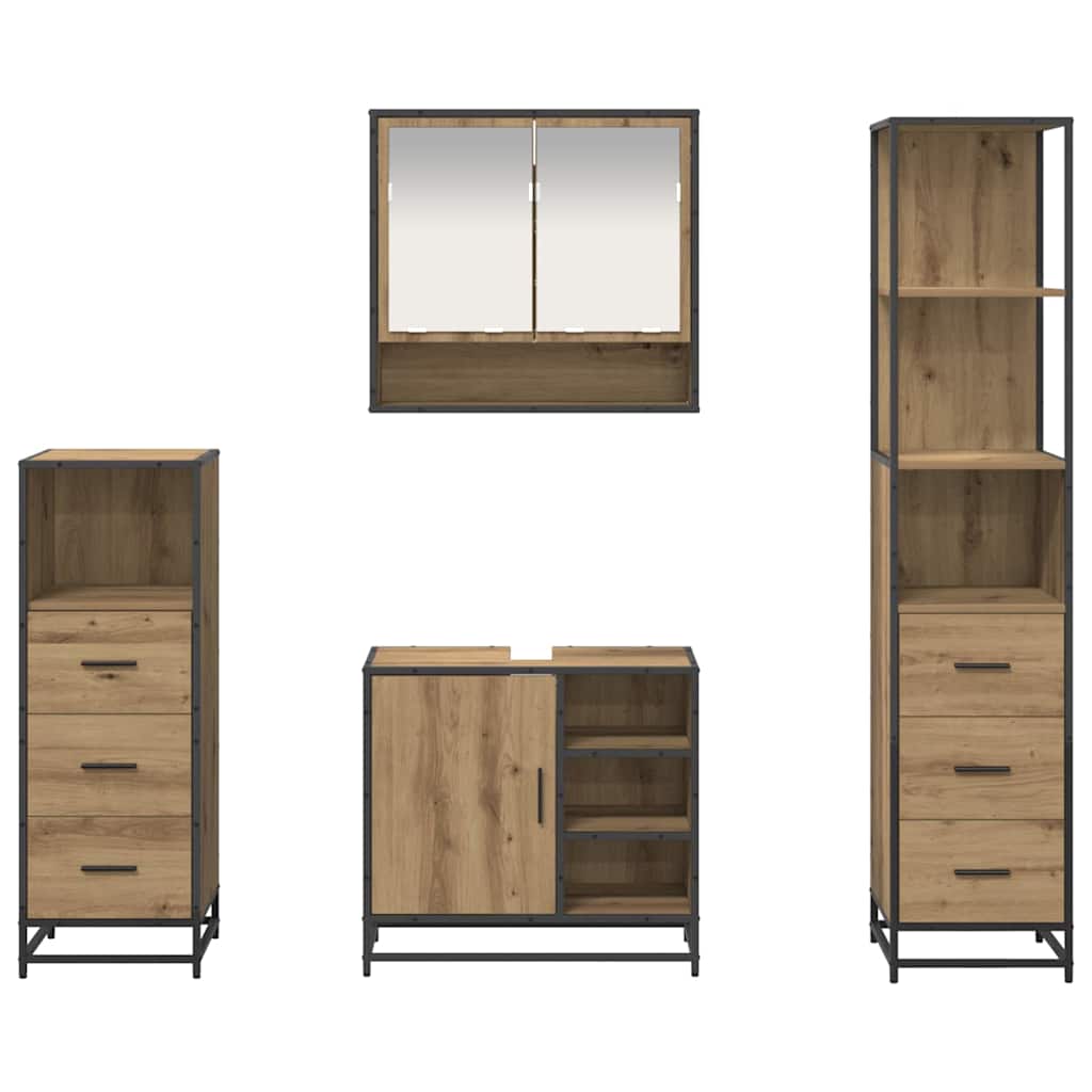 Set namještaja za kupaonicu s ladicama 4 pcs Umjetnički hrast