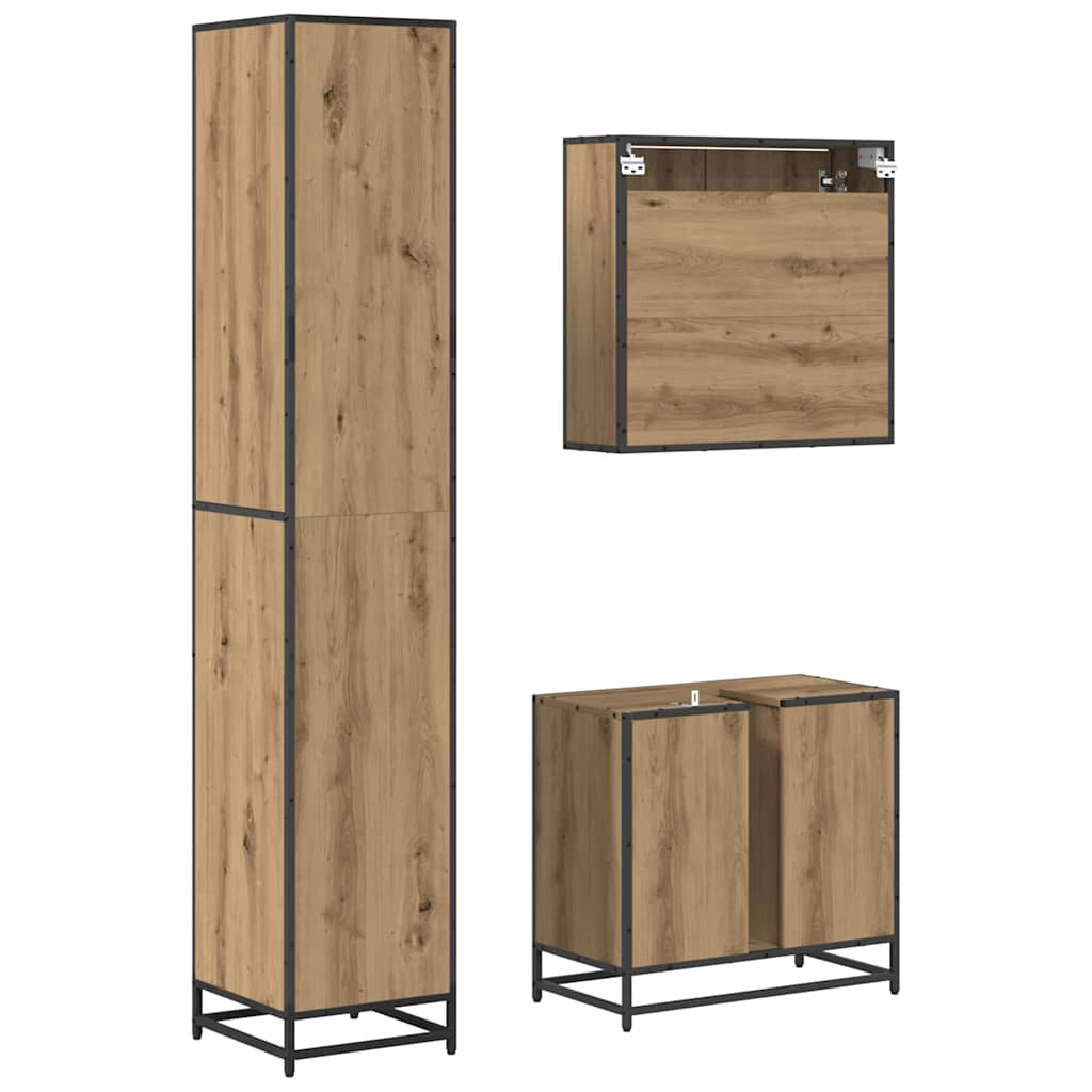 Set namještaja za kupaonicu s ladicama 3 pcs Umjetnički hrast