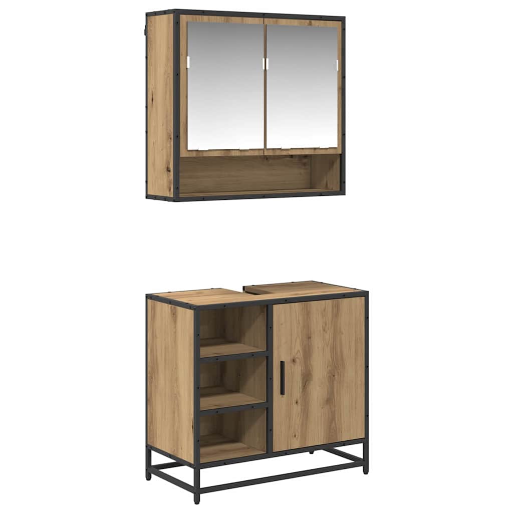 Set namještaja za kupaonicu s ladicama 2 pcs Umjetnički hrast