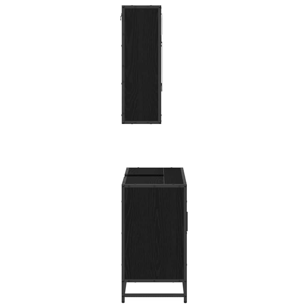 Set namještaja za kupaonicu 2 pcs Crni hrast Konstruirano drvo