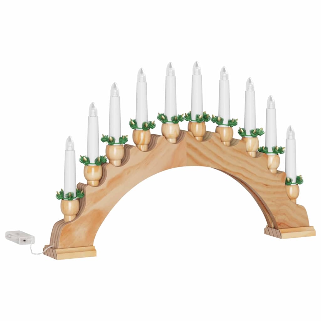 Božićni Svijećnjak s 10 LED Svijećama Smeđa 47 x 5 x 29 cm