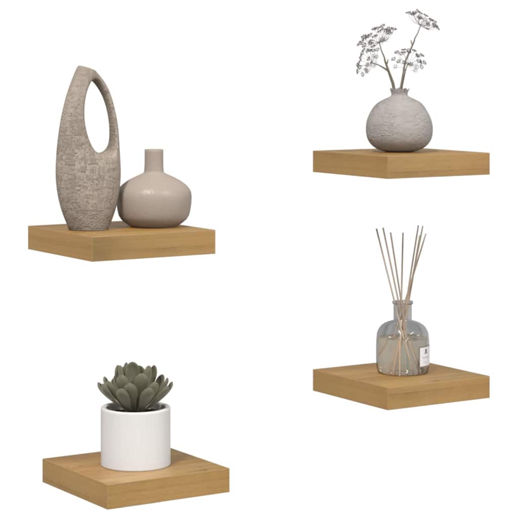 Polica na zidu 4 pcs Smeđa 23 x 23,5 x 4 cm Konstruirano drvo