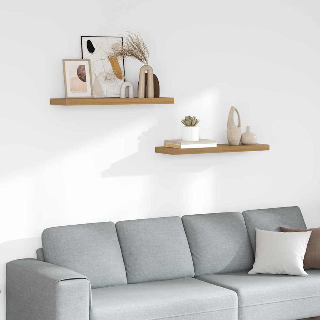 Polica na zidu 2 pcs Smeđa 90 x 23,5 x 4 cm Konstruirano drvo