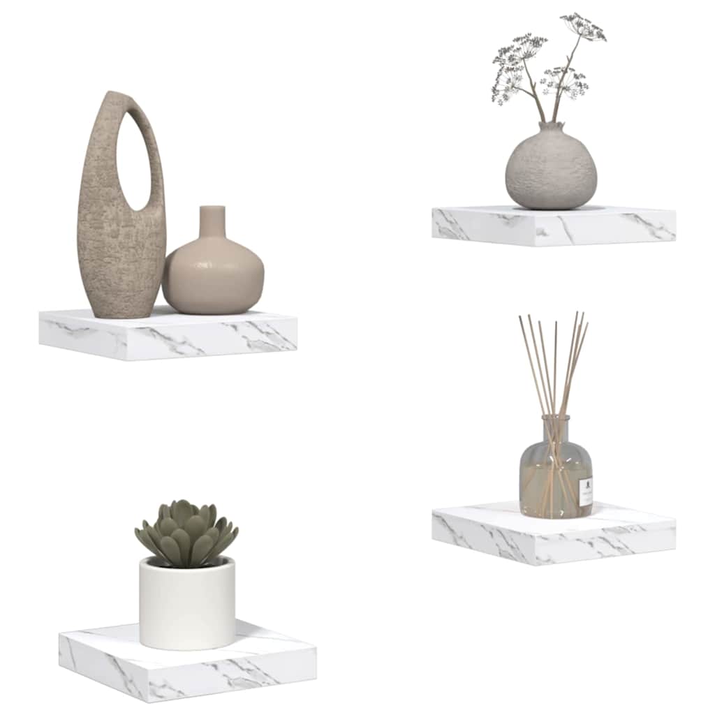 Polica na zidu Zidne 4 pcs Bijeli mramor 23 x 23,5 x 4 cm
