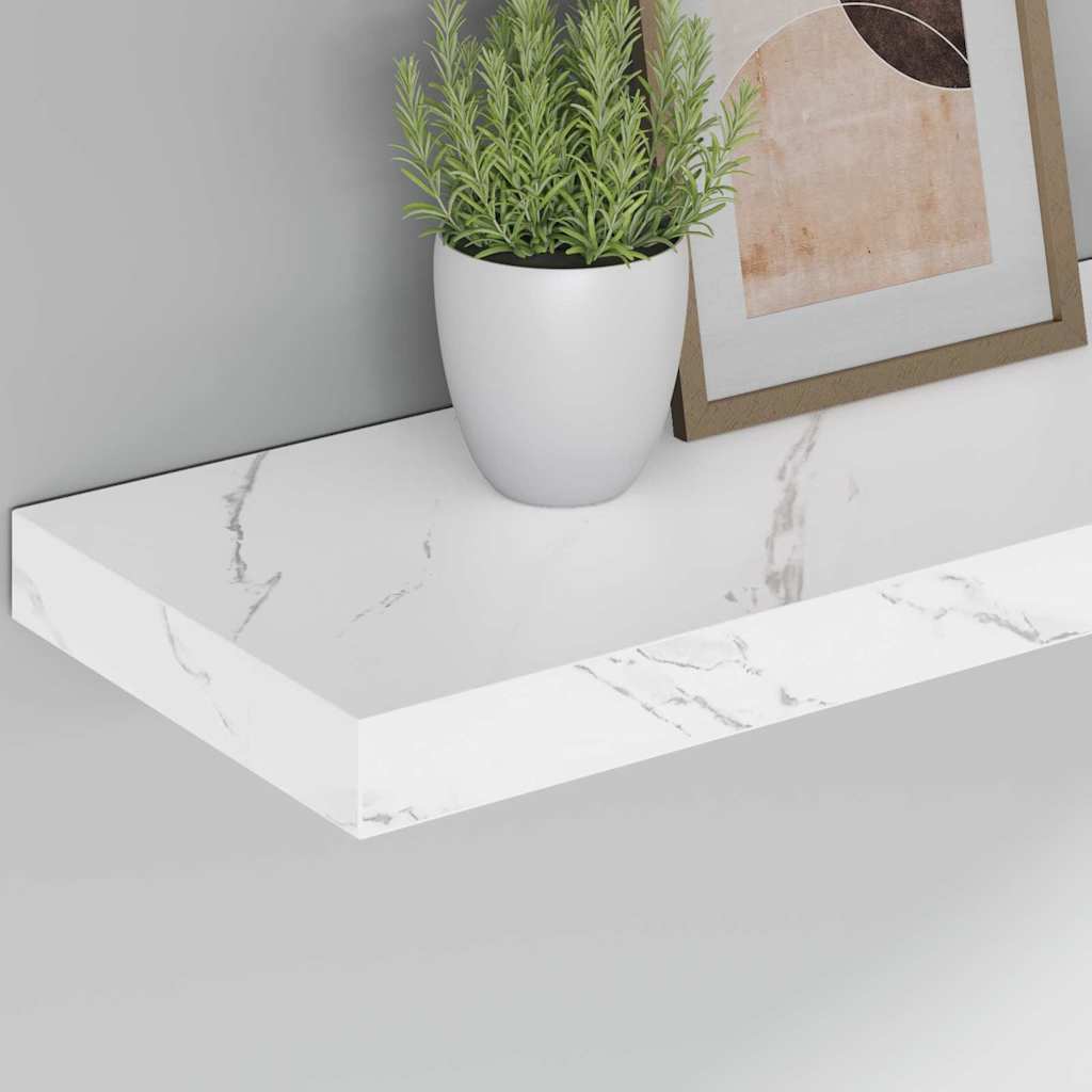 Polica na zidu Zidne 2 pcs Bijeli mramor 50 x 23,5 x 4 cm