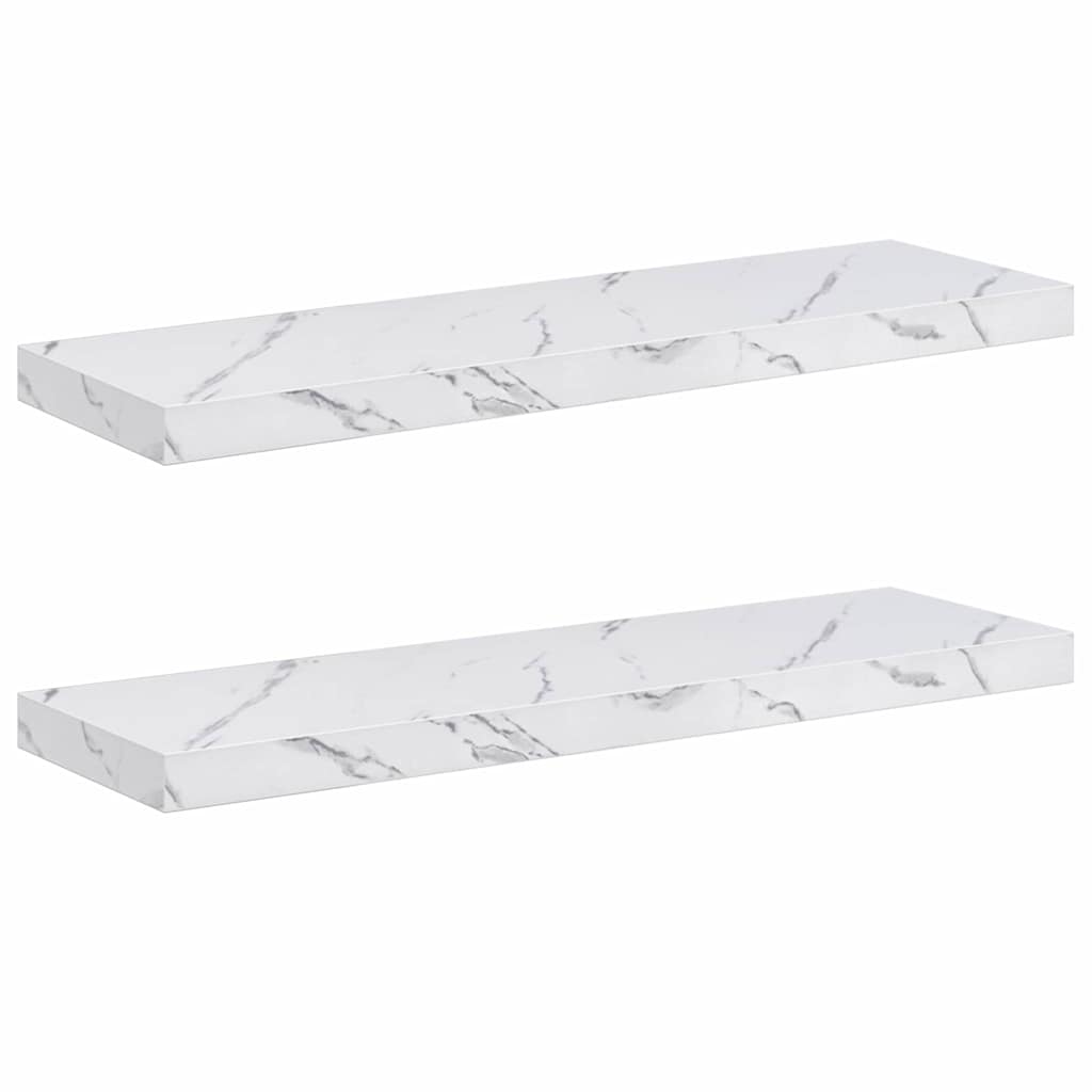 Polica na zidu Zidne 2 pcs Bijeli mramor 80 x 23,5 x 4 cm