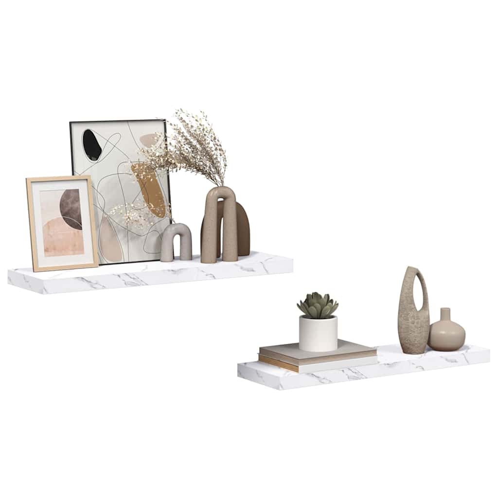 Polica na zidu Zidne 2 pcs Bijeli mramor 80 x 23,5 x 4 cm