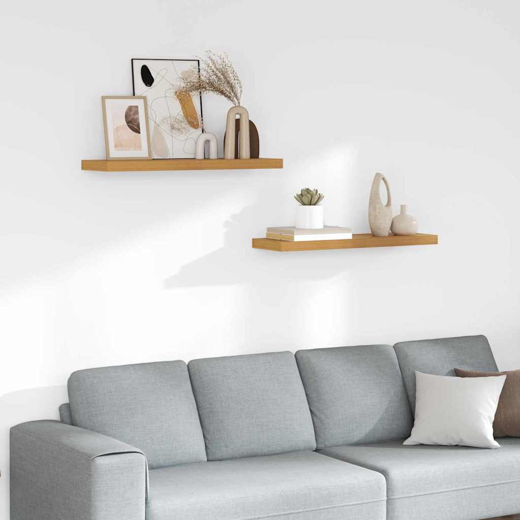 Polica na zidu 2 pcs Bež 80 x 23,5 x 4 cm Konstruirano drvo