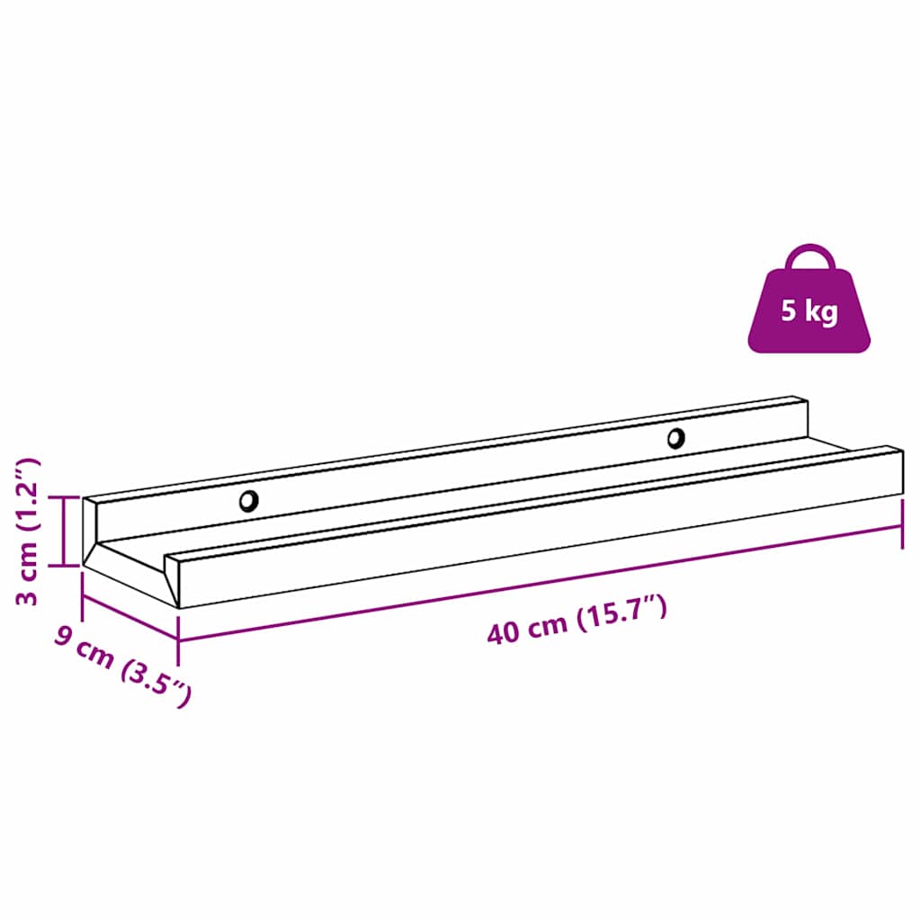 Polica na zidu 2 pcs Crvena 40 x 9 x 3 cm Konstruirano drvo