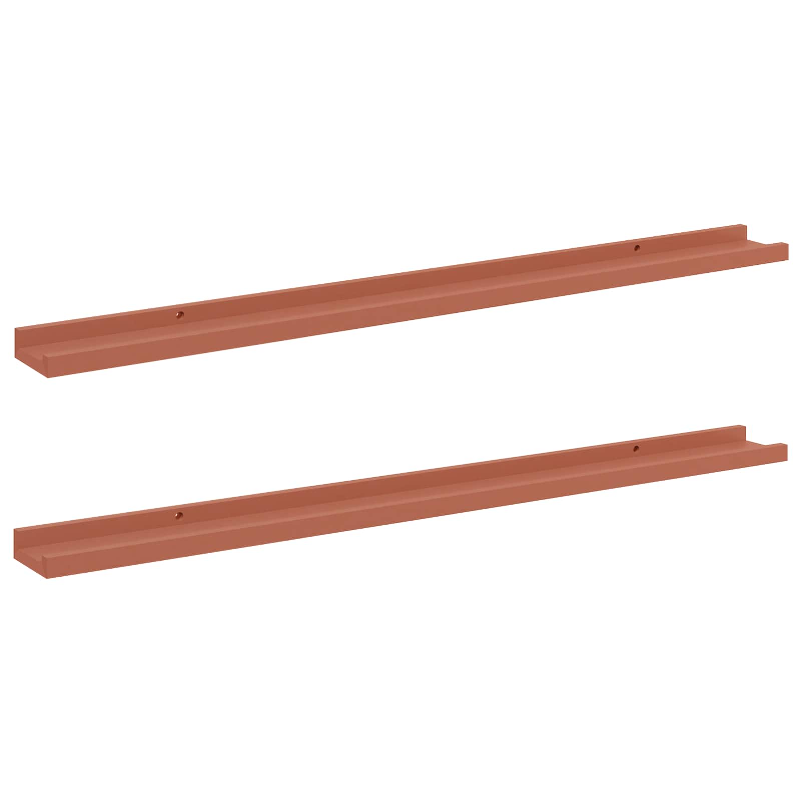 Polica na zidu 2 pcs Crvena 100 x 9 x 3 cm Konstruirano drvo