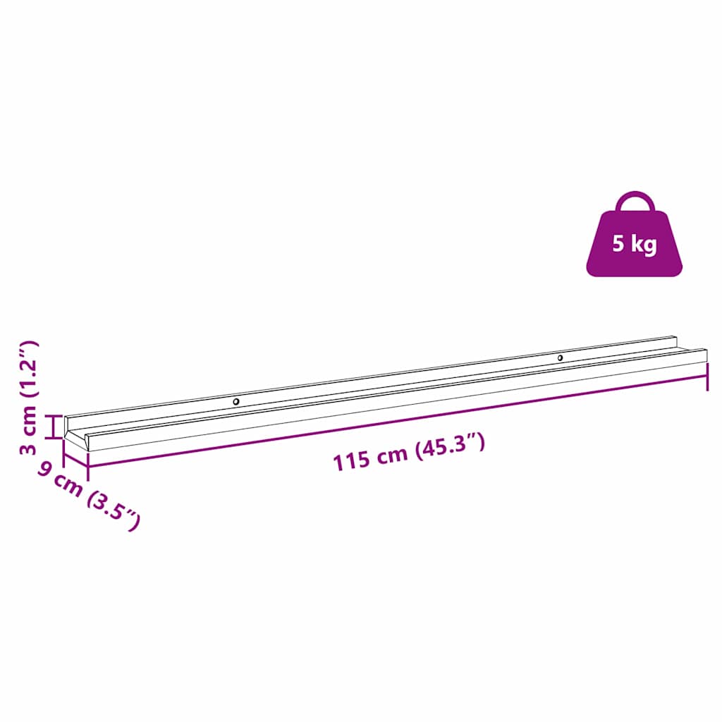 Polica na zidu 2 pcs Crvena 115 x 9 x 3 cm Konstruirano drvo