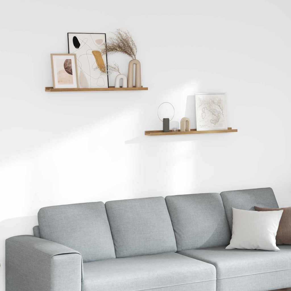 Polica na zidu 2 pcs Smeđa 80 x 9 x 3 cm Konstruirano drvo