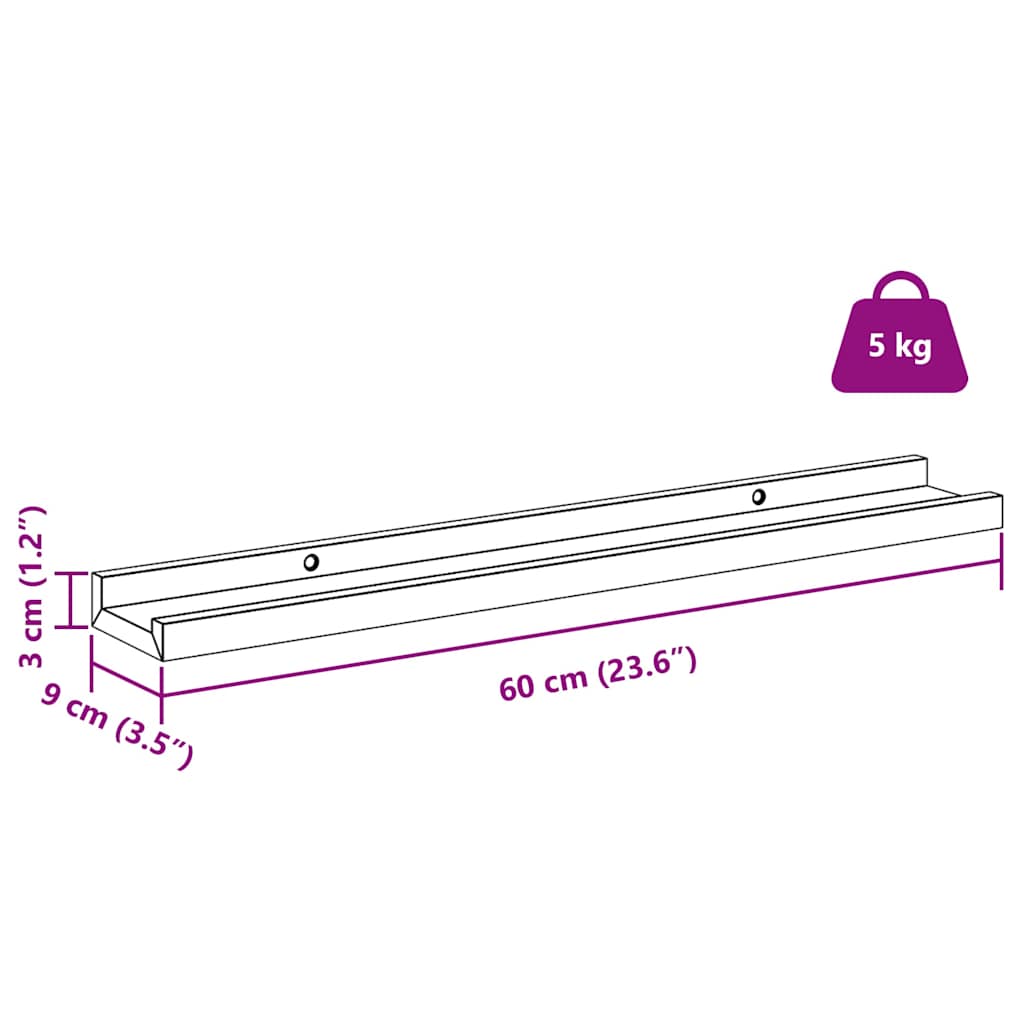 Polica na zidu s policom 2 pcs Bijeli mramor 60 x 9 x 3 cm