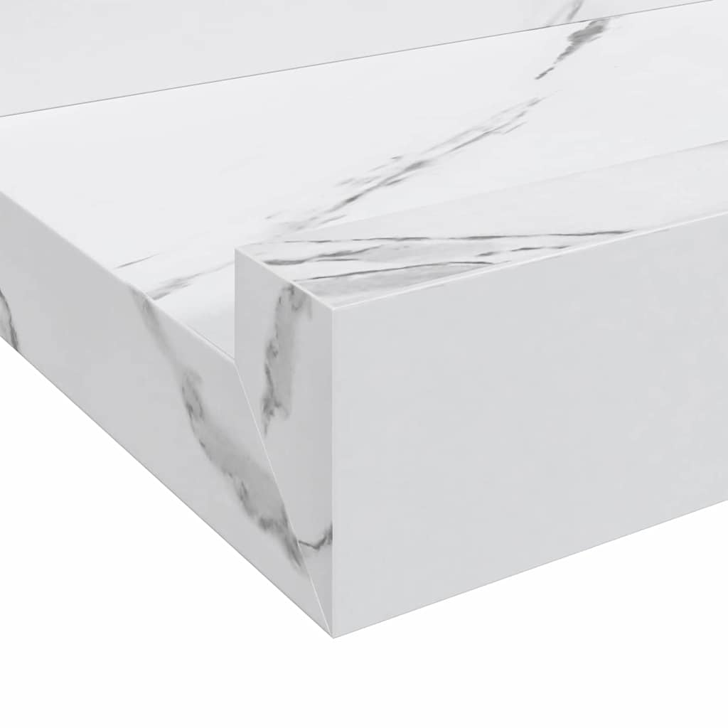 Polica na zidu s policom 2 pcs Bijeli mramor 100 x 9 x 3 cm