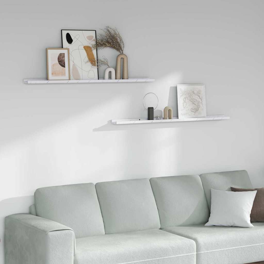 Polica na zidu s policom 2 pcs Bijeli mramor 115 x 9 x 3 cm