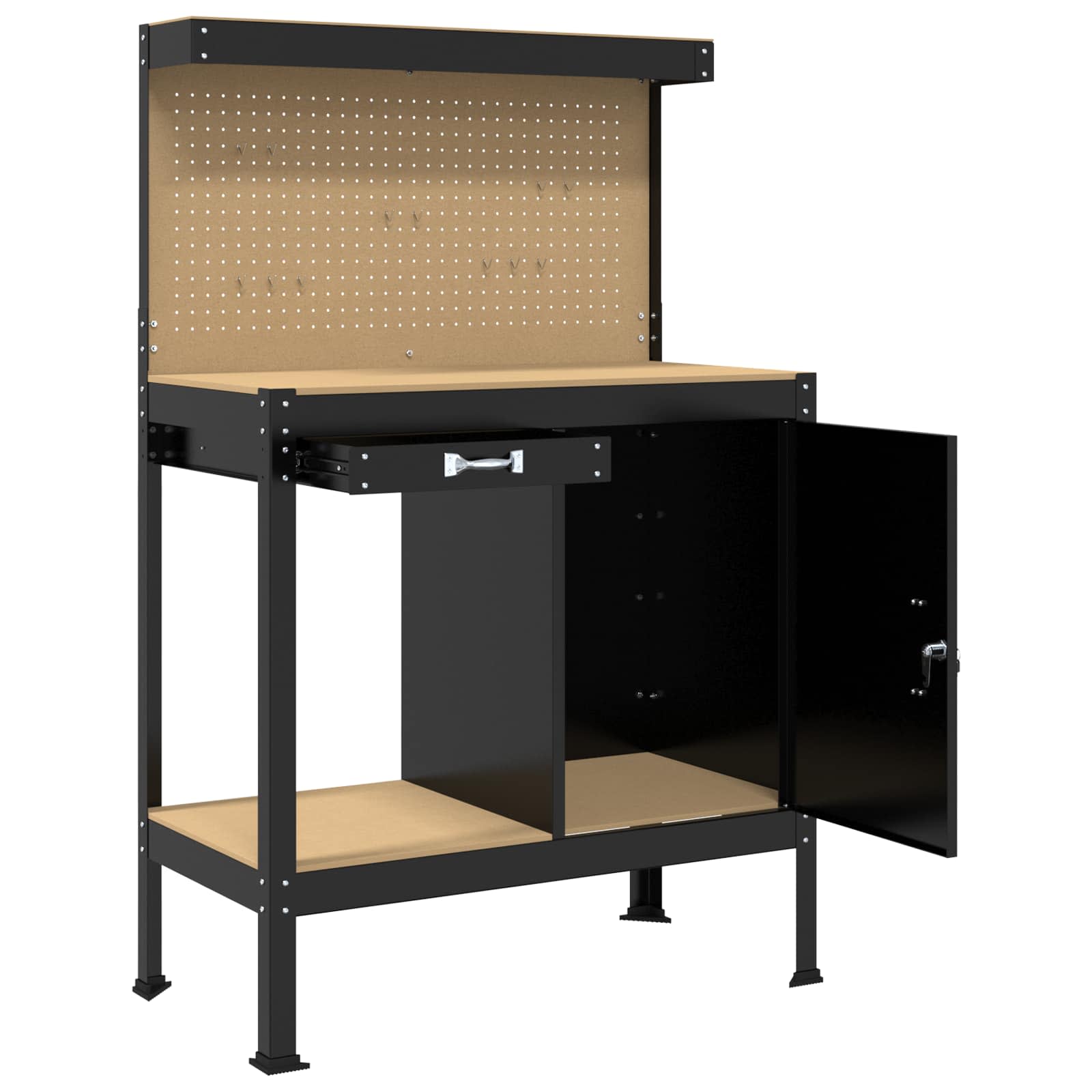 Radna klupa Crna 90 x 49 x 141 cm Projektirano drvo i metal