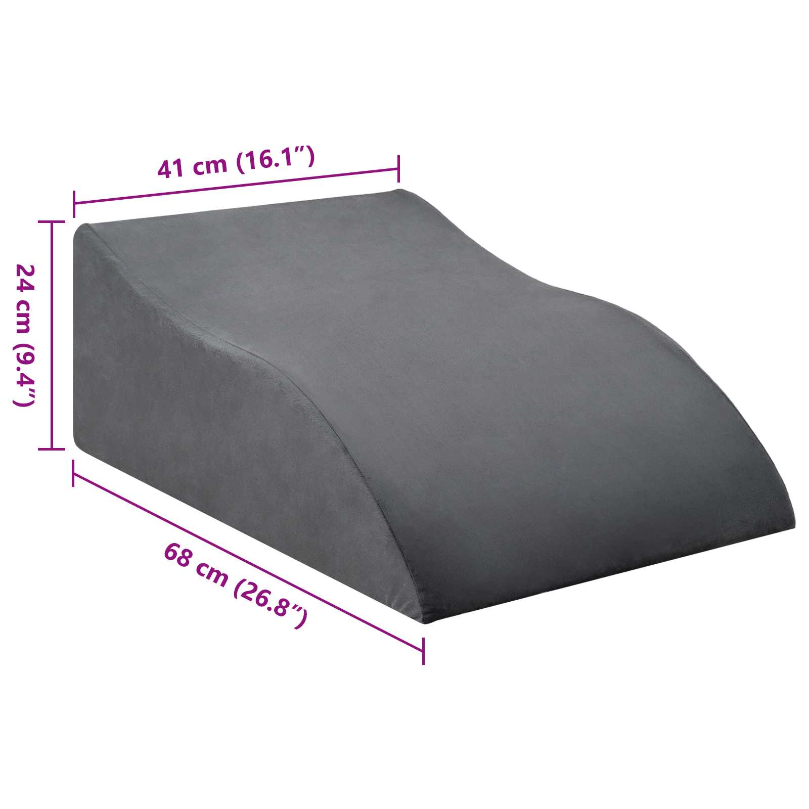 Jastučić za noge 68 x 41 x 24 cm PU pjena Siva