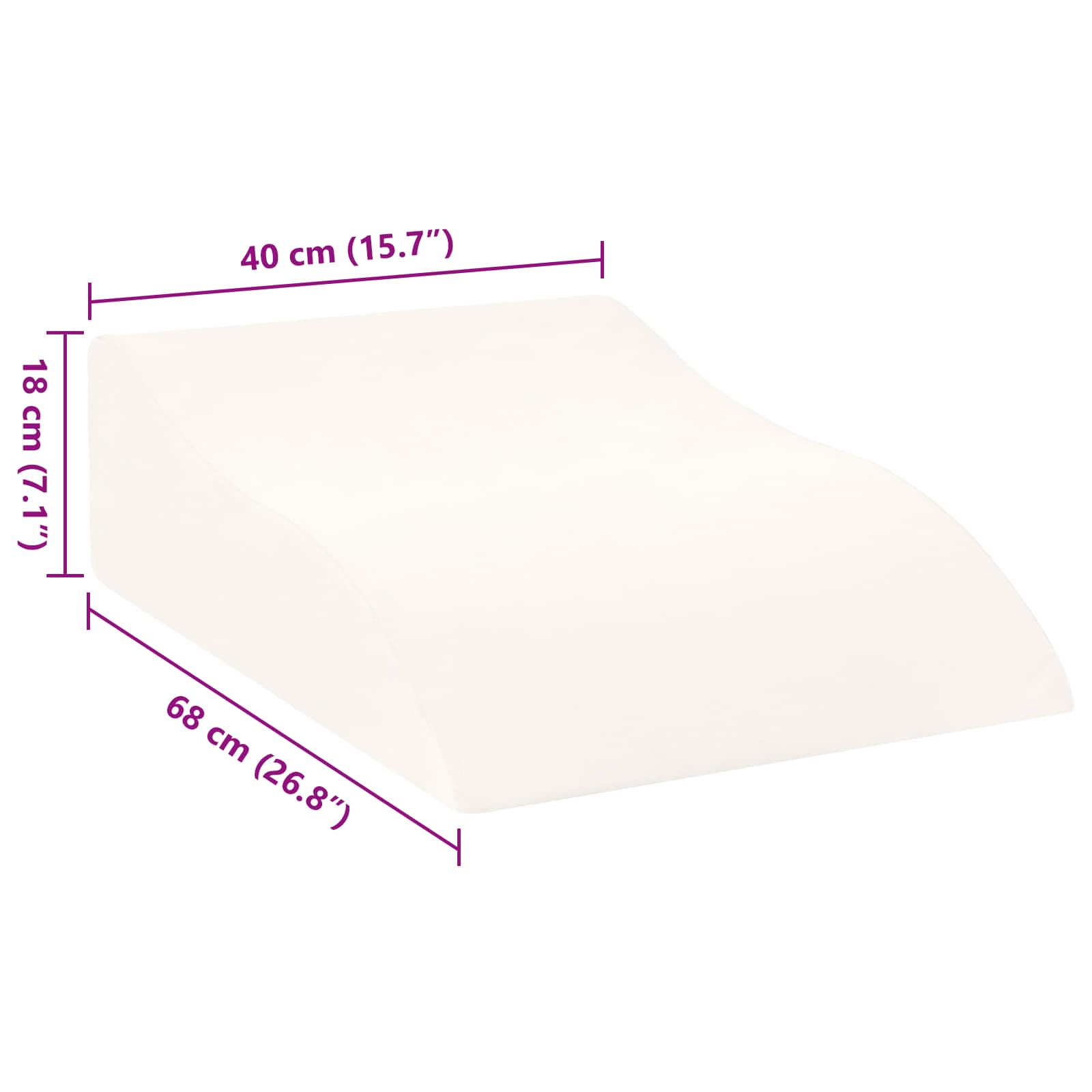 Jastučić za noge Bijelo 68 x 40 x 18 cm PU pjena
