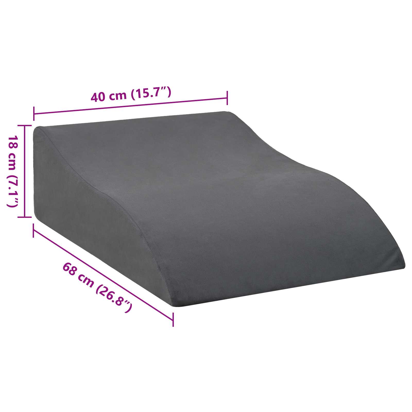 Jastučić za noge Siva 68 x 40 x 18 cm PU pjena