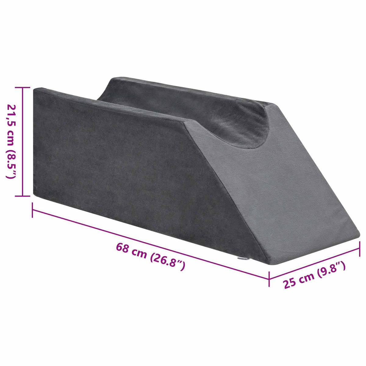 Jastučić za noge 68 x 25 x 21,5 cm Čvrst PU pjena Siva