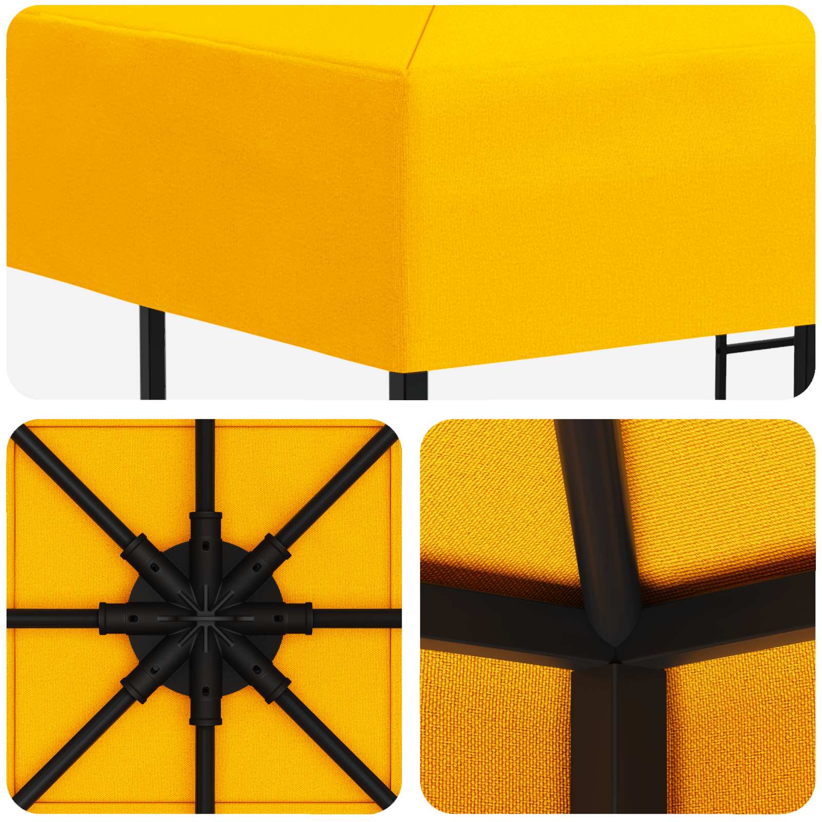 Gazebo 3 x 3 m Žuta Poliester i čelik 190 gsm
