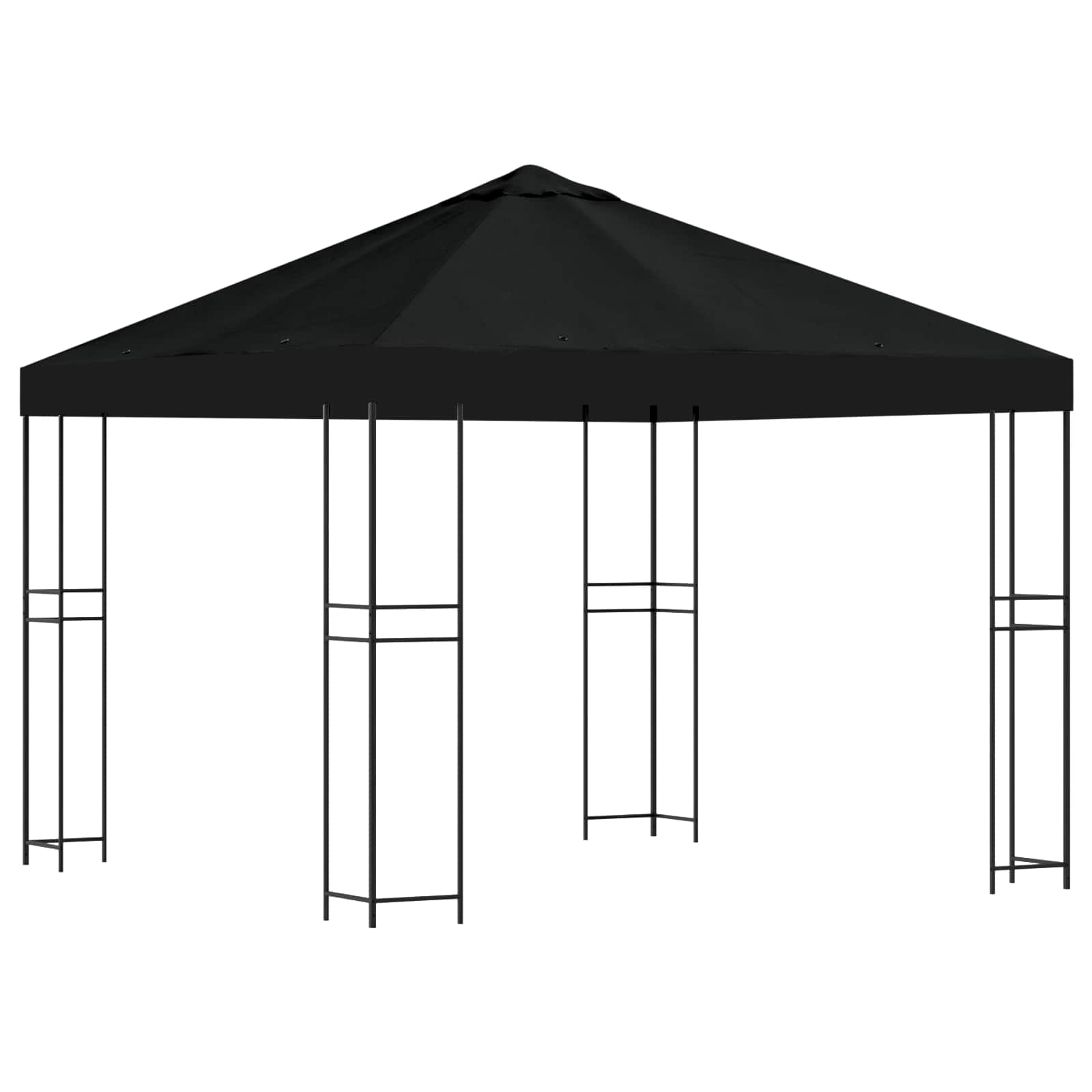 Gazebo 3 x 3 m Crna Poliester i čelik 190 gsm