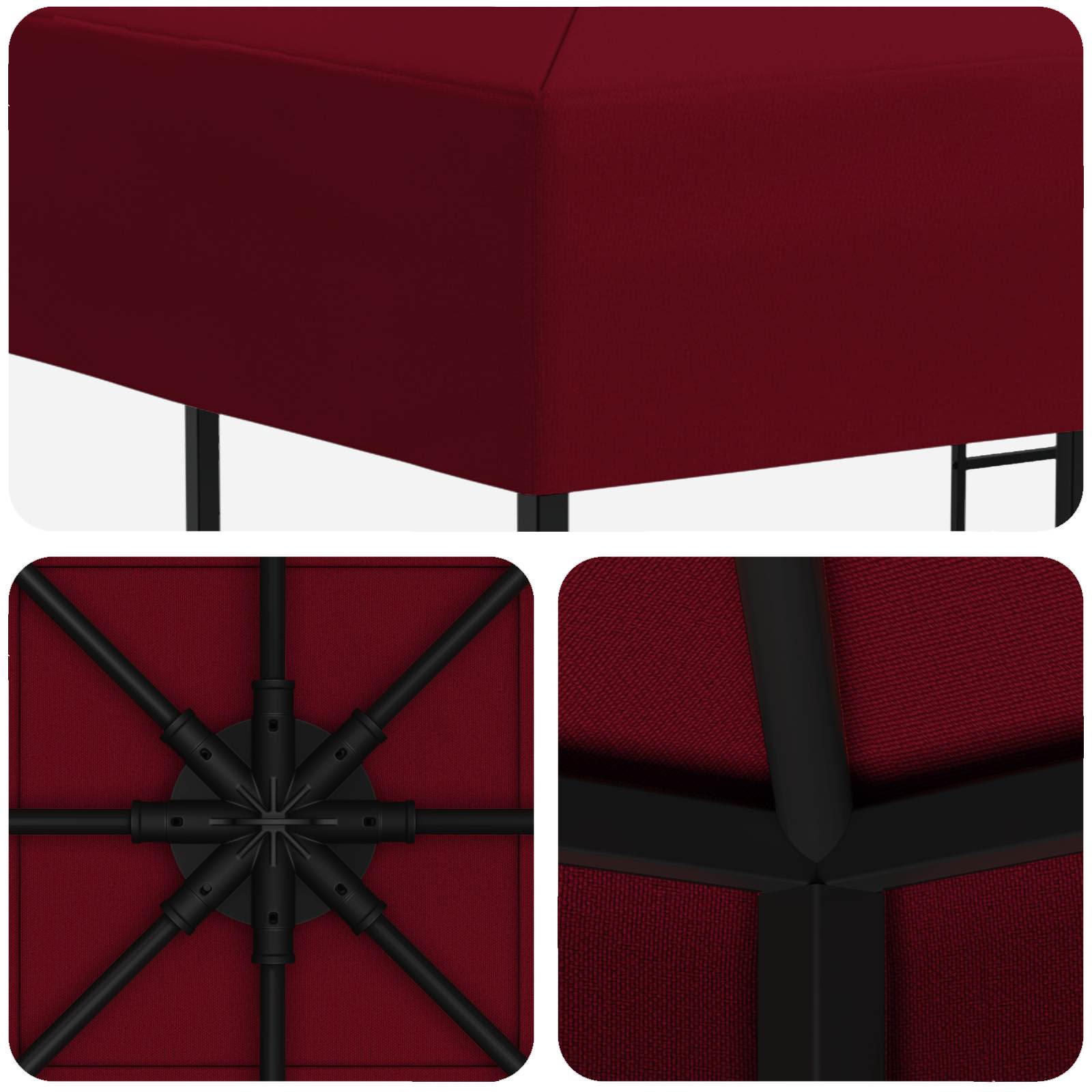 Gazebo 3 x 3 m Tamno crvena Poliester i čelik 190 gsm