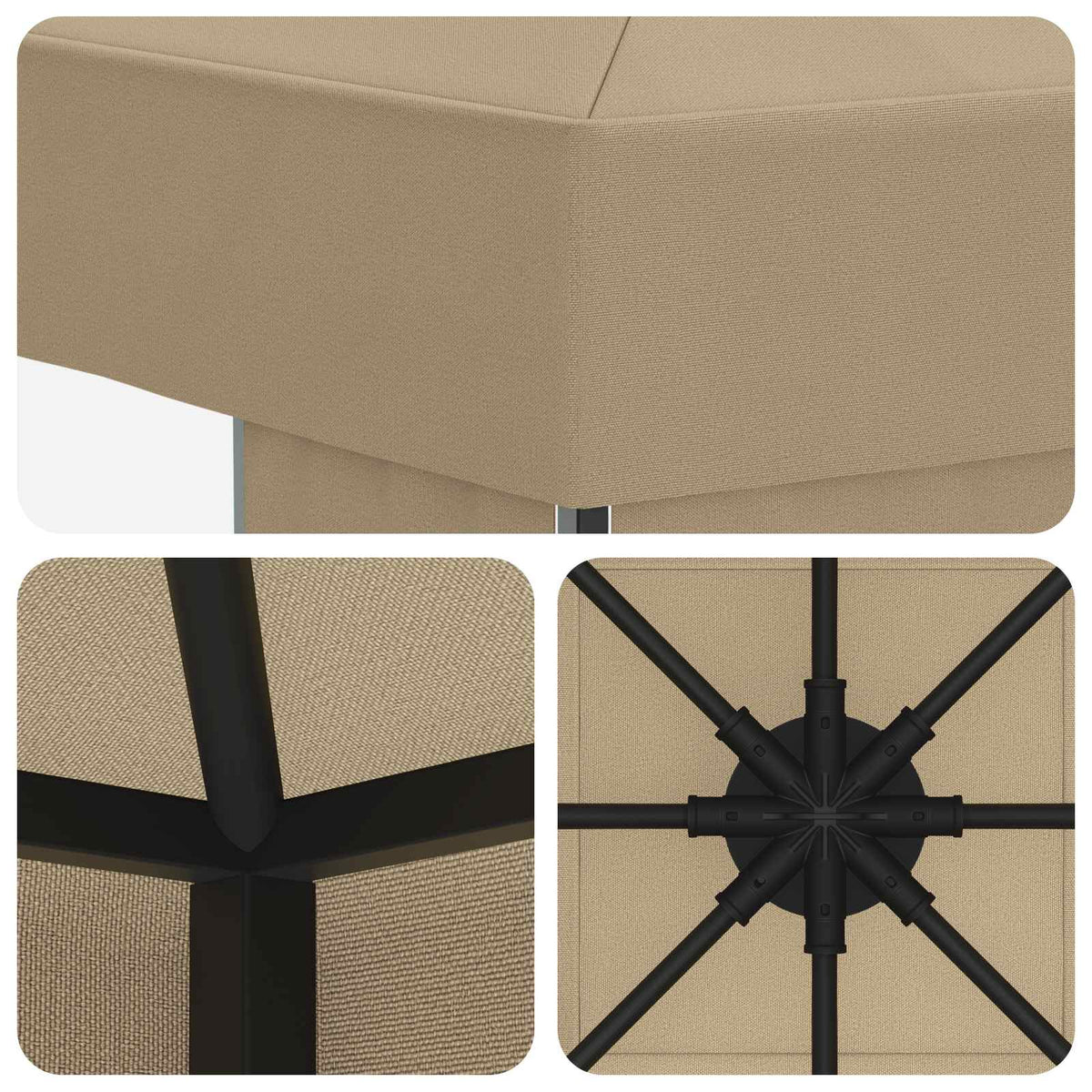 Gazebo 3 x 3 m Bež Poliester i čelik 190 gsm