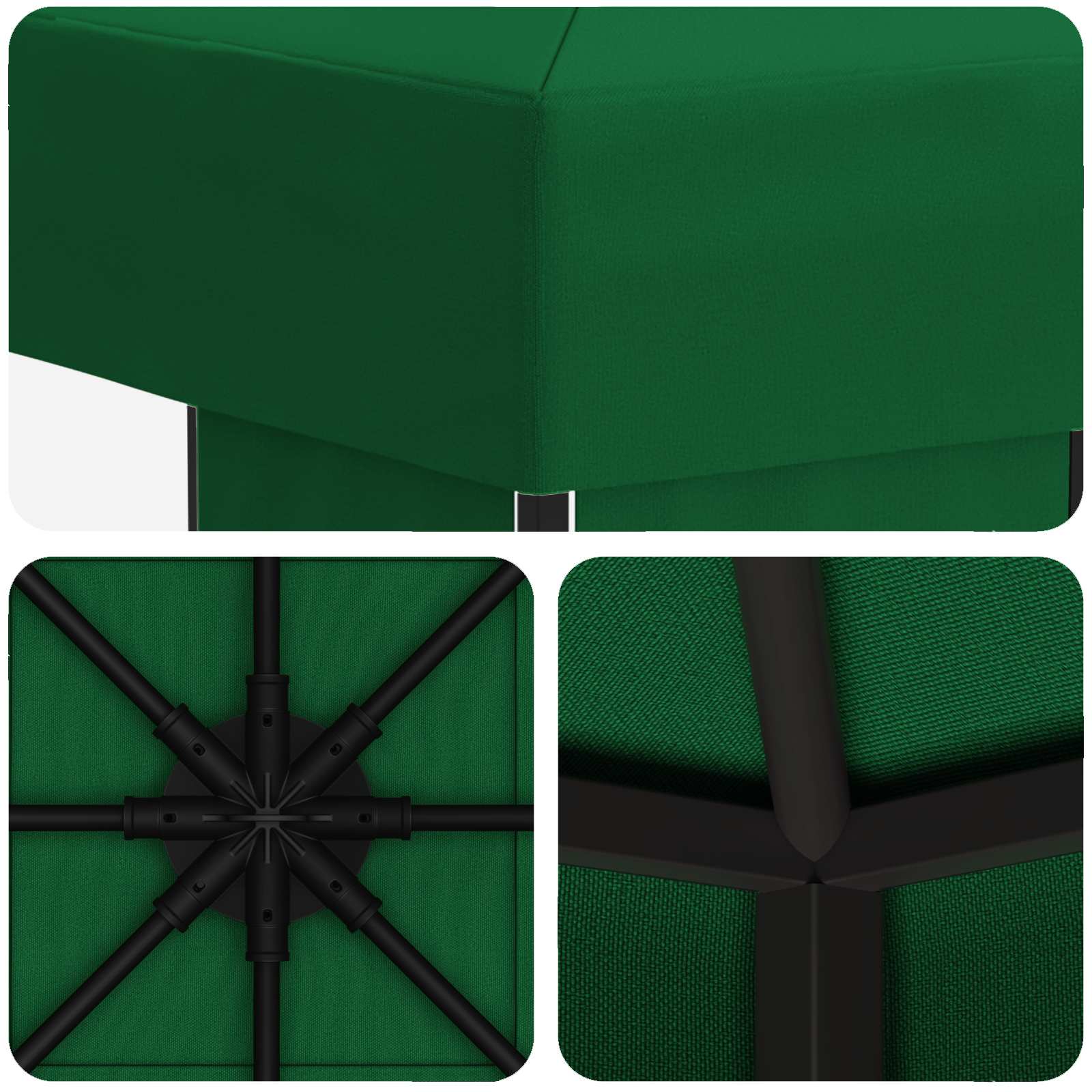 Gazebo 3 x 3 m Zelena Poliester i čelik 190 gsm